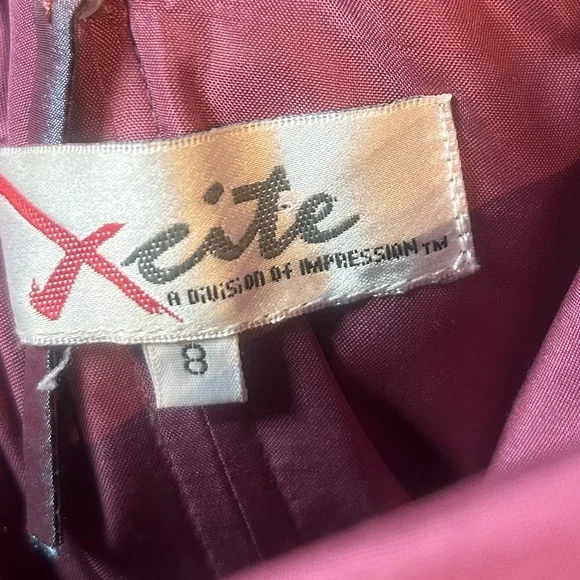 xcite y2k purple silver iridescent beaded prom dress maxi fluted bow pink - Picture 10 of 13